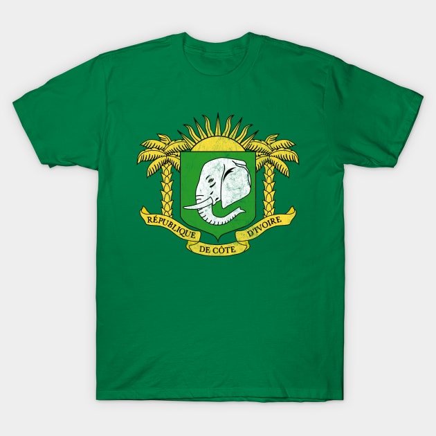 Ivory Coast / Faded Vintage Style Flag Design T-Shirt by DankFutura